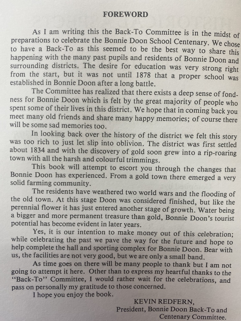 Historical Aspects of Bonnie Doon